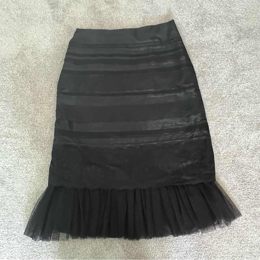 Vintage Express Silk Lace Tulle Skirt Size 1/2 XS Small Midi Length Whimsigoth